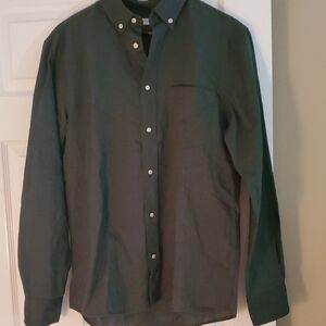 Men's Hunter Green Button-Down Shirt Linen